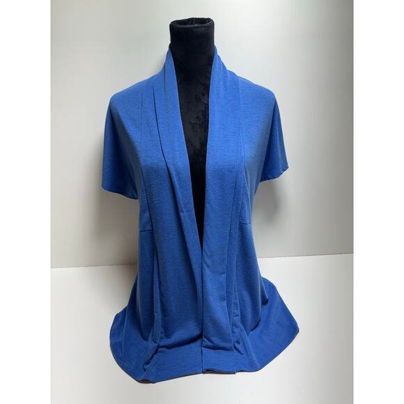 Rafaella Women’s BluevOpen Front Cardigan Sz Medium Short Sleeve Office - Picture 1 of 11